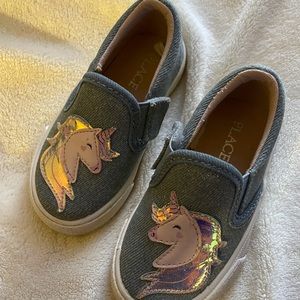 Denim Unicorn Slip On Shoes